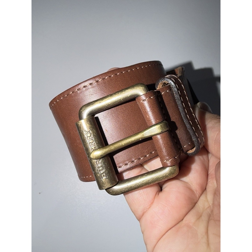 Burberry London Belt Sz L 37" Light Brown Smooth Leather Brass Buckle USA High